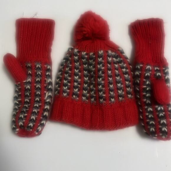 COZY CABIN MARLED‎ STRIPED HAT AND MITTEN SET - Picture 2 of 5